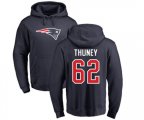 New England Patriots #62 Joe Thuney Navy Blue Name & Number Logo Pullover Hoodie