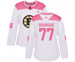 Women Boston Bruins #77 Ray Bourque Authentic White Pink Fashion Hockey Jersey