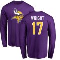 Minnesota Vikings #17 Jarius Wright Purple Name & Number Logo Long Sleeve T-Shirt