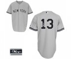 New York Yankees #13 Alex Rodriguez Authentic Grey Road Autographed Baseball Jersey