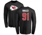 Kansas City Chiefs #91 Derrick Nnadi Black Name & Number Logo Long Sleeve T-Shirt