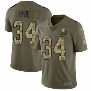 Cleveland Browns #34 Carlos Hyde Limited Olive Camo 2017 Salute to Service NFL Jersey
