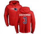 New England Patriots #3 Stephen Gostkowski Red Name & Number Logo Pullover Hoodie