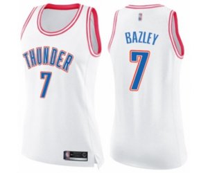 Women\'s Oklahoma City Thunder #7 Darius Bazley Swingman White Pink Fashion Basketball Jersey