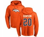 Denver Broncos #20 Duke Dawson Orange Name & Number Logo Pullover Hoodie