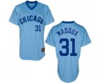 Chicago Cubs #31 Greg Maddux Replica Blue White Strip Cooperstown Throwback Baseball Jersey