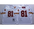 Washington Redskins #81 Art Monk White With 50TH Patch Authentic Throwback Football Jersey