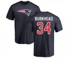 New England Patriots #34 Rex Burkhead Navy Blue Name & Number Logo T-Shirt