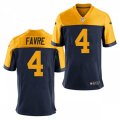 Green Bay Packers #4 Brett Favre Nike Navy Gold Retro Limied Jersey
