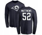 Los Angeles Rams #52 Clay Matthews Navy Blue Name & Number Logo Long Sleeve T-Shirt