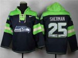 Seattle Seahawks #25 Richard Sherman green-blue[pullover hooded sweatshirt]