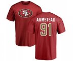 San Francisco 49ers #91 Arik Armstead Red Name & Number Logo T-Shirt