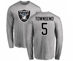 Oakland Raiders #5 Johnny Townsend Ash Name & Number Logo Long Sleeve T-Shirt