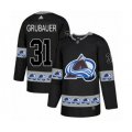 Colorado Avalanche #31 Philipp Grubauer Authentic Black Team Logo Fashion NHL Jersey