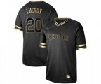 Los Angeles Angels of Anaheim #20 Jonathan Lucroy Authentic Black Gold Fashion Baseball Jersey
