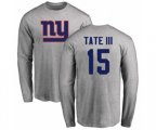 New York Giants #15 Golden Tate III Ash Name & Number Logo Long Sleeve T-Shirt