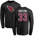 Arizona Cardinals #33 Tre Boston Black Name & Number Logo Long Sleeve T-Shirt