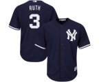 New York Yankees #3 Babe Ruth Replica Navy Blue Alternate MLB Jersey