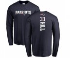 New England Patriots #33 Jeremy Hill Navy Blue Backer Long Sleeve T-Shirt