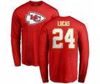 Kansas City Chiefs #24 Jordan Lucas Red Name & Number Logo Long Sleeve T-Shirt