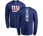 New York Giants #18 Bennie Fowler Royal Blue Backer Long Sleeve T-Shirt