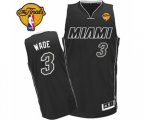 Miami Heat #3 Dwyane Wade Authentic Black White Finals Patch Basketball Jersey