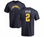 Los Angeles Chargers #2 Easton Stick Navy Blue Name & Number Logo T-Shirt