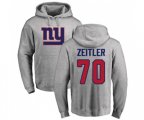 New York Giants #70 Kevin Zeitler Ash Name & Number Logo Pullover Hoodie