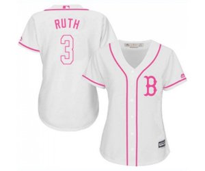 Women\'s Boston Red Sox #3 Babe Ruth Replica White Fashion Baseball Jersey