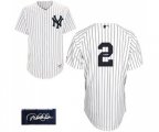 New York Yankees #2 Derek Jeter Authentic White Home Autographed MLB Jersey