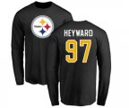 Pittsburgh Steelers #97 Cameron Heyward Black Name & Number Logo Long Sleeve T-Shirt
