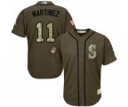 Seattle Mariners #11 Edgar Martinez Authentic Green Salute to Service Baseball Jersey