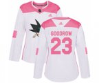 Women Adidas San Jose Sharks #23 Barclay Goodrow Authentic White Pink Fashion NHL Jersey