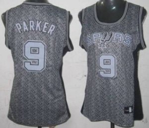 Women\'s San Antonio Spurs #9 Tony Parker Swingman Grey Static Fashion Basketball Jersey