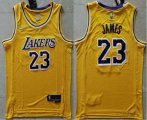 Los Angeles Lakers #23 LeBron James 75th Anniversary Diamond Gold 2021 Stitched Jersey