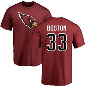 Arizona Cardinals #33 Tre Boston Maroon Name & Number Logo T-Shirt