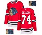 Chicago Blackhawks #74 Nicolas Beaudin Authentic Red Fashion Gold NHL Jersey