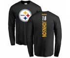 Pittsburgh Steelers #18 Diontae Johnson Black Backer Long Sleeve T-Shirt