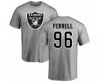 Oakland Raiders #96 Clelin Ferrell Ash Name & Number Logo T-Shirt