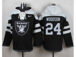 Oakland Raiders #24 Charles Woodson Black Player Pullover Hoodie