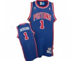 Detroit Pistons #1 Allen Iverson Authentic Blue Throwback Basketball Jersey