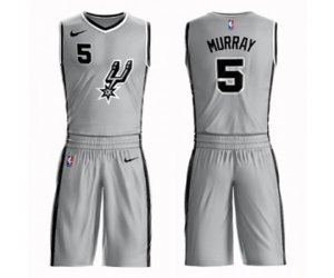 San Antonio Spurs #5 Dejounte Murray Swingman Silver Basketball Suit Jersey Statement Edition