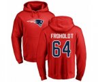 New England Patriots #64 Hjalte Froholdt Red Name & Number Logo Pullover Hoodie