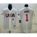 USA Baseball #1 Jeff McNeil 2023 White World Classic Stitched Jerseys