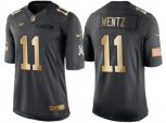 Philadelphia Eagles #11 Carson Wentz Anthracite 2016 Christmas Day Gold NFL Limited Salute to Service Jersey