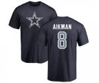 Dallas Cowboys #8 Troy Aikman Navy Blue Name & Number Logo T-Shirt