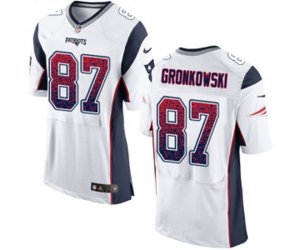 New England Patriots #87 Rob Gronkowski Elite White Road Drift Fashion Football Jersey