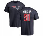 New England Patriots #91 Deatrich Wise Jr Navy Blue Name & Number Logo T-Shirt