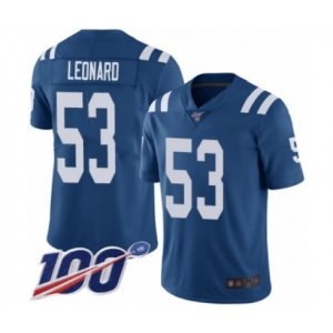Indianapolis Colts #53 Darius Leonard Royal Blue Team Color Vapor Untouchable Limited Player 100th Season Football Jersey