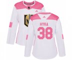 Women Vegas Golden Knights #38 Tomas Hyka Authentic White Pink Fashion NHL Jersey